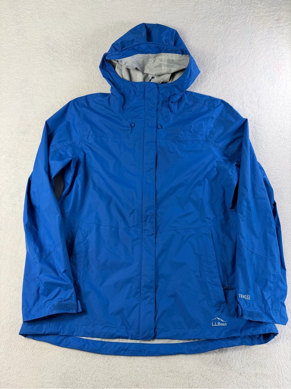 L.L.Bean TEK Waterproof Rain Jacket Women’s L Blue Lightweight Hooded Shell